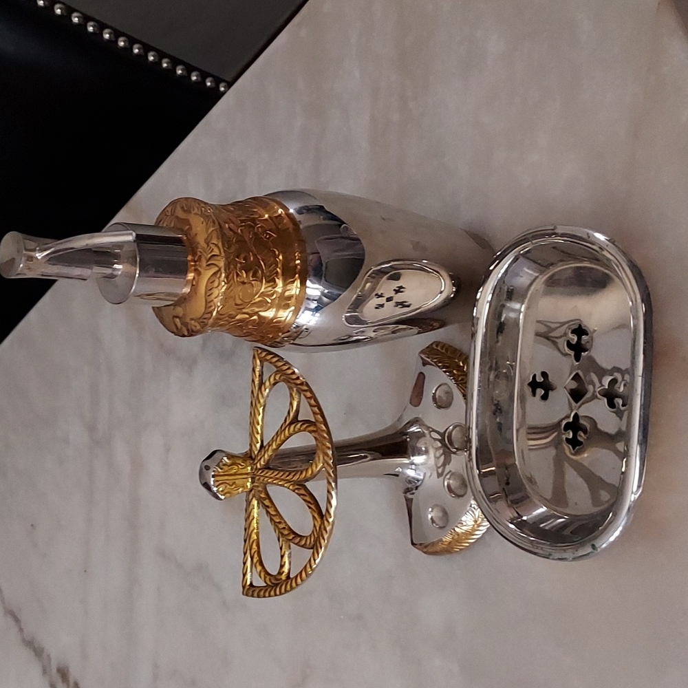 Soap dish, toothbrush holder, hand soap pump